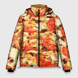 Куртка зимняя мужская Пицца с грибами и томатом - текстура, цвет: 3D-красный