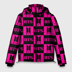 Куртка зимняя мужская BTS pattern pink logo, цвет: 3D-красный