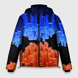 Мужская зимняя куртка Стягивающиеся в центре синие и оранжевые блоки