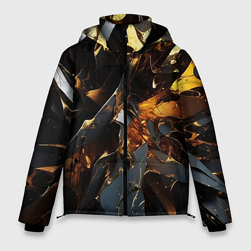 Мужская зимняя куртка Раскол черных плит и янтаря / 3D-Черный – фото 1