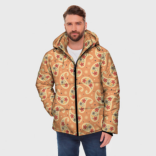 Мужская зимняя куртка Цветочный пейсли / 3D-Светло-серый – фото 3