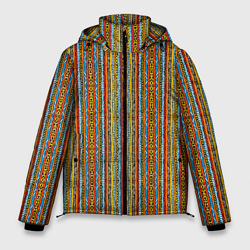 Мужская зимняя куртка Полосы в африканском стиле / 3D-Черный – фото 1