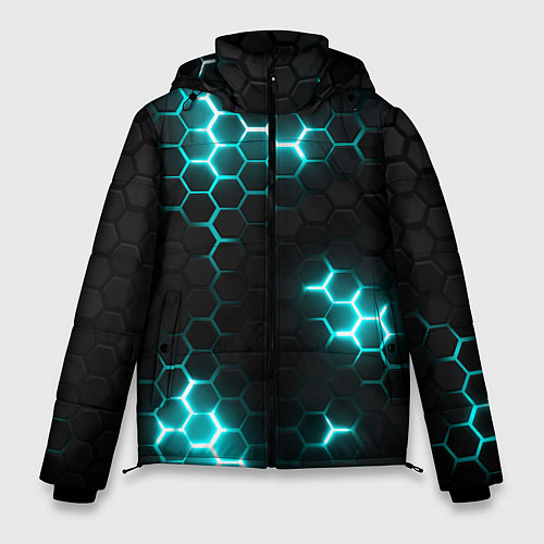 Мужская зимняя куртка Дед спейс - текстура нанокостюма / 3D-Черный – фото 1