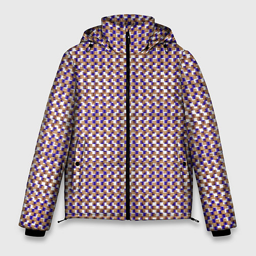Мужская зимняя куртка Сине-бежевый текстурированный квадраты-рябь / 3D-Черный – фото 1