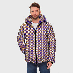 Куртка зимняя мужская Сине-бежевый текстурированный квадраты-рябь, цвет: 3D-черный — фото 2