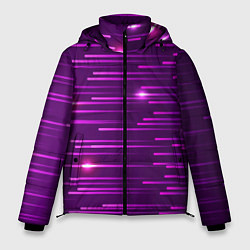 Куртка зимняя мужская Светящиеся неоновые лучи, цвет: 3D-черный