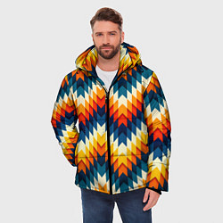 Куртка зимняя мужская Этнический орнамент афро, цвет: 3D-красный — фото 2