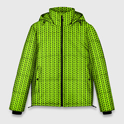 Куртка зимняя мужская Ярко-зелёный в маленькие чёрные полоски, цвет: 3D-черный