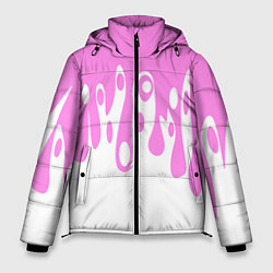 Куртка зимняя мужская Потеки розовой краски на белом, цвет: 3D-черный