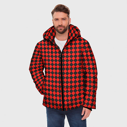 Мужская зимняя куртка Паттерн из квадратов / 3D-Светло-серый – фото 3