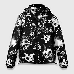 Куртка зимняя мужская Панк черепа - анархия, цвет: 3D-черный