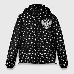 Куртка зимняя мужская Герб РФ и ласточки на чёрном, цвет: 3D-черный