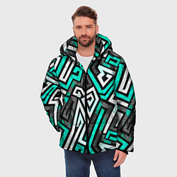 Куртка зимняя мужская Разноцветный лабиринт, цвет: 3D-черный — фото 2