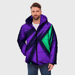 Куртка зимняя мужская Абстрактный узор с геометрической концепцией, цвет: 3D-черный — фото 2