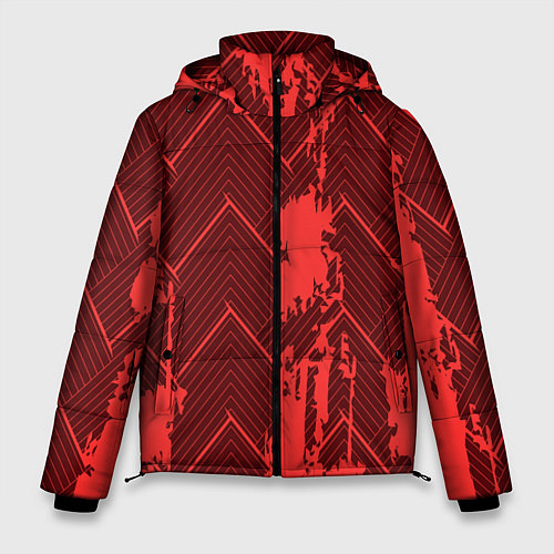 Мужская зимняя куртка Абстрактный узор с концепцией / 3D-Красный – фото 1