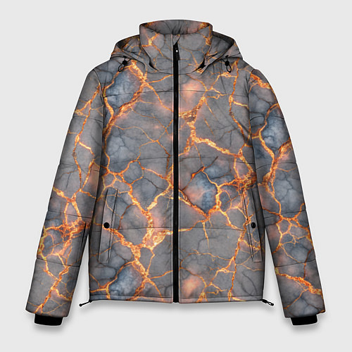 Мужская зимняя куртка Текстура треснувшего темно-серого мрамора / 3D-Черный – фото 1