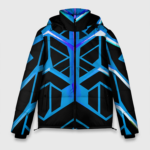 Мужская зимняя куртка Blue lines on a black background / 3D-Черный – фото 1