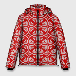 Куртка зимняя мужская Цветной вязаный орнамент, цвет: 3D-красный