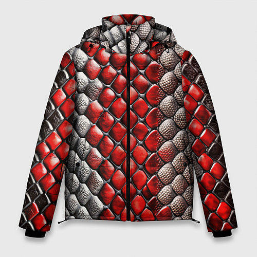 Мужская зимняя куртка Змеиная объемная текстурная красная шкура / 3D-Светло-серый – фото 1