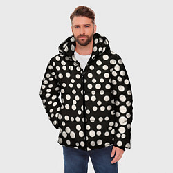 Куртка зимняя мужская Черный фон с белыми кружками, цвет: 3D-черный — фото 2