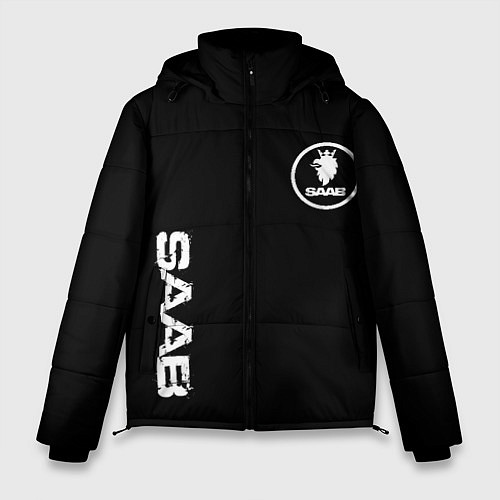 Мужская зимняя куртка SAAB logo white / 3D-Черный – фото 1