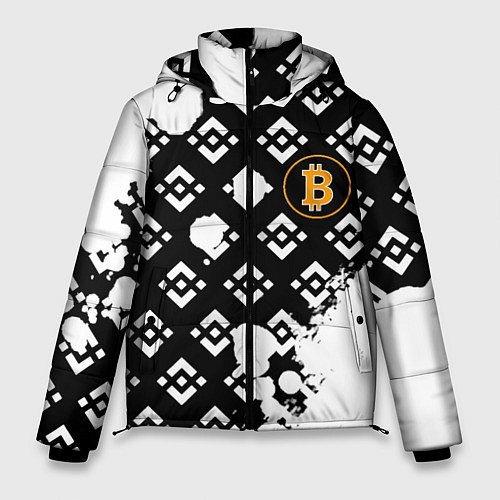 Мужская зимняя куртка Bitcoin pattern binance / 3D-Черный – фото 1