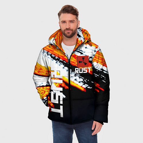 Мужская зимняя куртка RUST краски текстура абстрактная / 3D-Светло-серый – фото 3
