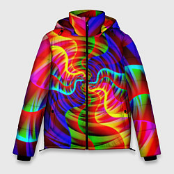 Куртка зимняя мужская Абстрактные волнистые линии, цвет: 3D-светло-серый