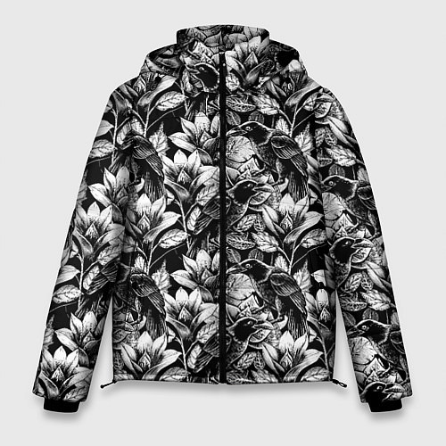 Мужская зимняя куртка Вороны в цветах / 3D-Светло-серый – фото 1