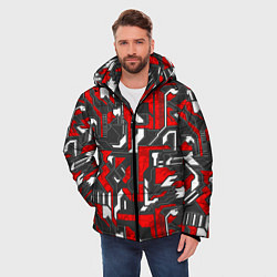 Куртка зимняя мужская Абстракция геометрический паттерн, цвет: 3D-черный — фото 2