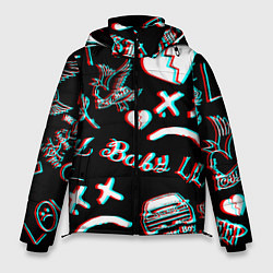 Куртка зимняя мужская Lil Peep logo glitch, цвет: 3D-черный