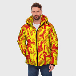 Куртка зимняя мужская Абстракция красный рисунок на желтом фоне, цвет: 3D-черный — фото 2