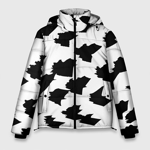 Мужская зимняя куртка Чётные пятна на белом фоне - минимализм / 3D-Черный – фото 1