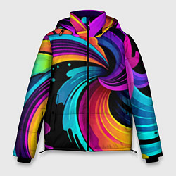 Куртка зимняя мужская Яркая красочная абстракция - нейроарт, цвет: 3D-черный