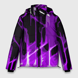 Куртка зимняя мужская Abstract purple stripes on a black background, цвет: 3D-светло-серый