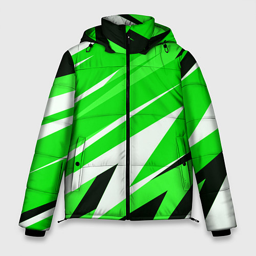 Мужская зимняя куртка Geometry stripes green / 3D-Черный – фото 1