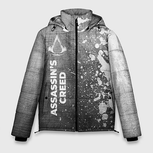 Мужская зимняя куртка Assassins Creed - grey gradient по-вертикали / 3D-Черный – фото 1