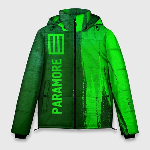 Мужская зимняя куртка Paramore - green gradient по-вертикали / 3D-Черный – фото 1