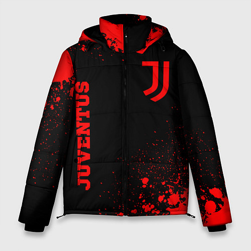 Мужская зимняя куртка Juventus - red gradient вертикально / 3D-Черный – фото 1