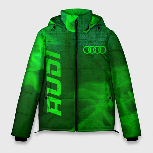 Мужская зимняя куртка Audi - green gradient вертикально / 3D-Черный – фото 1