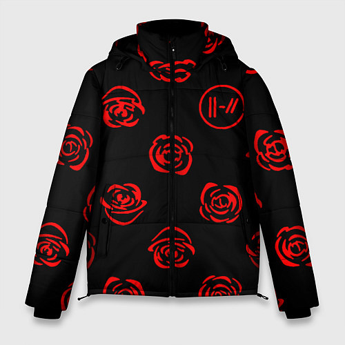 Мужская зимняя куртка Twenty one pilots rose pattern / 3D-Черный – фото 1