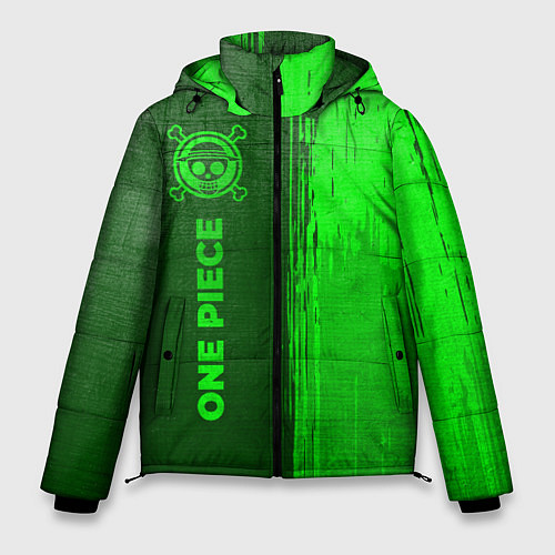 Мужская зимняя куртка One Piece - green gradient по-вертикали / 3D-Черный – фото 1