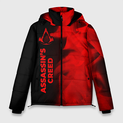 Мужская зимняя куртка Assassins Creed - red gradient по-вертикали / 3D-Черный – фото 1