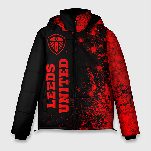 Мужская зимняя куртка Leeds United - red gradient по-вертикали / 3D-Черный – фото 1