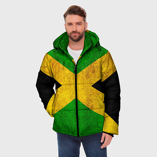 Мужская зимняя куртка Jamaica flag / 3D-Светло-серый – фото 3