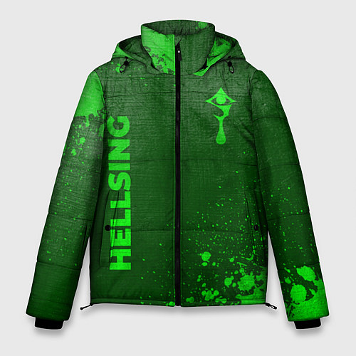 Мужская зимняя куртка Hellsing - green gradient вертикально / 3D-Черный – фото 1