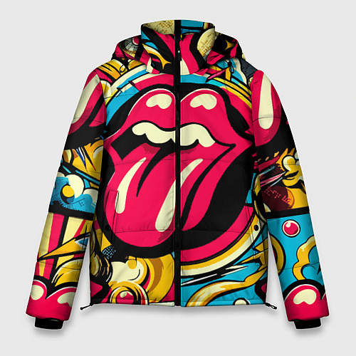 Мужская зимняя куртка Rolling Stones logo - pop art pattern / 3D-Черный – фото 1