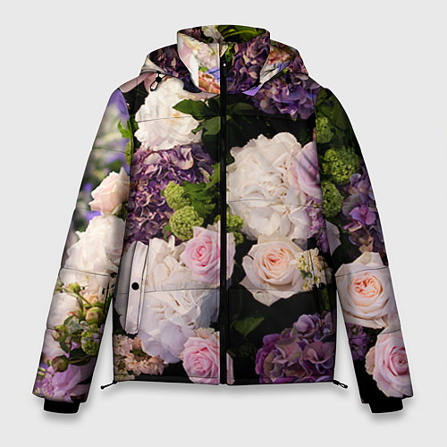 Мужская зимняя куртка Весенние цветы / 3D-Черный – фото 1