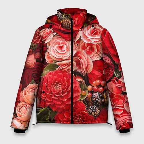 Мужская зимняя куртка Ассорти из цветов / 3D-Красный – фото 1