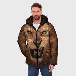 Куртка зимняя мужская Взгляд льва, цвет: 3D-красный — фото 2